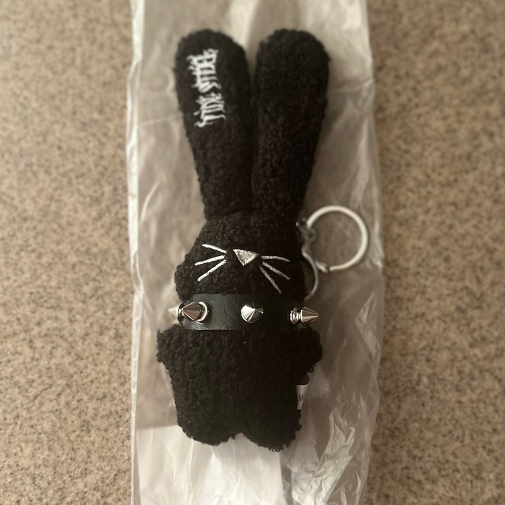 Dolls Kill Goth Plush Bunny Keychain